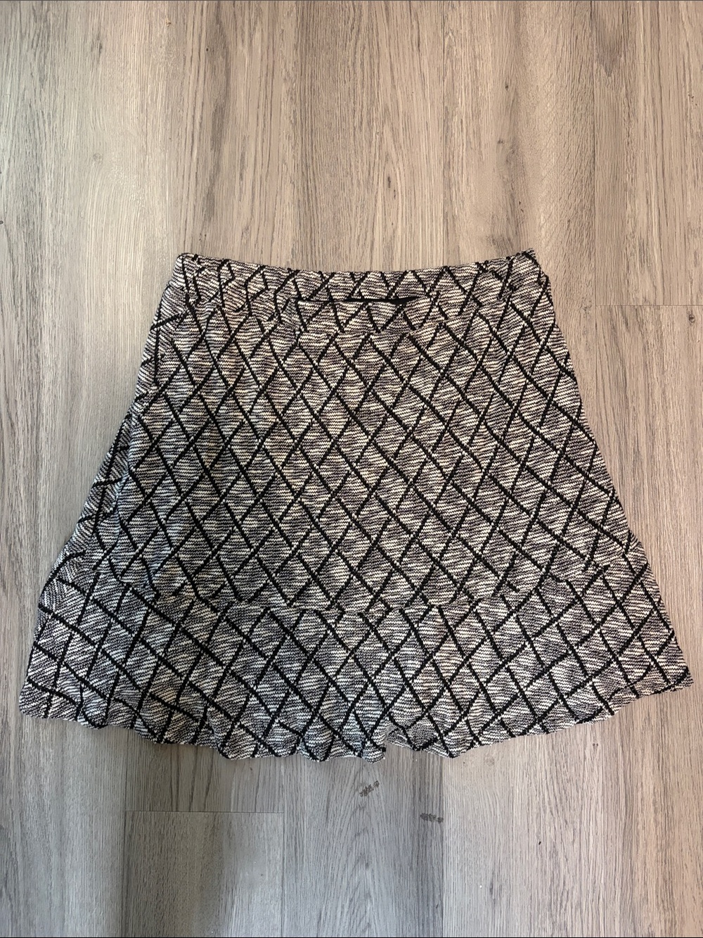 Margaret M Black and White Diamond-Pattern Circle Skirt